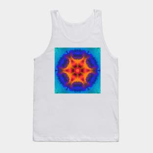 Psychedelic Mandala Flower Orange Purple and Blue Tank Top